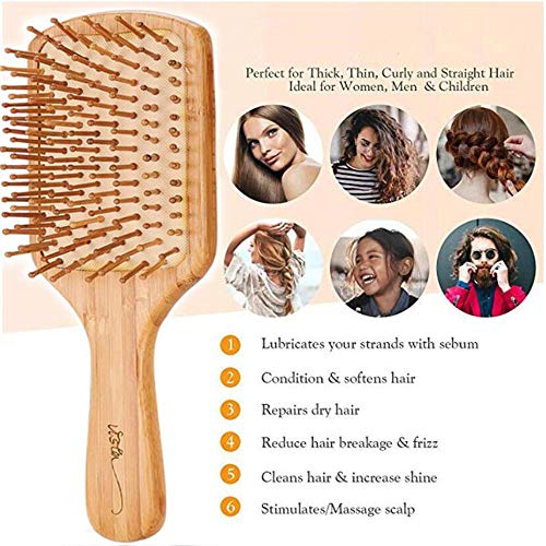 Hair Brush Bamboo Hairbrush For Long,Thick,Curly,Wavy,Dry or Damaged Hair, Paddle Hair Brush Reducing Hair Breakage and Frizzy, No More Tangle 4 Hair Brush Bamboo Hairbrush For Long,Thick,Curly,Wavy,Dry or Damaged Hair, Paddle Hair Brush Reducing Hair Breakage and Frizzy, No More Tangle - Image 4