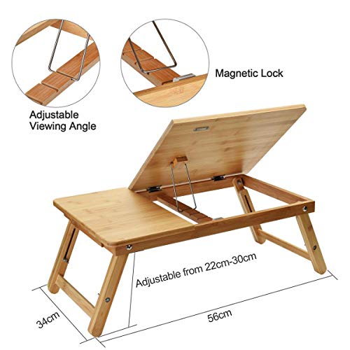 Harcas Bamboo Laptop Stand for Desk. Notebook Table Foldable and Portable Design. Adjustable Height and Viewing Angle. Can Be Used as a Breakfast Tray or Drawing Table. Ideal for 15.6-inch Laptops 4 Harcas Bamboo Laptop Stand for Desk. Notebook Table Foldable and Portable Design. Adjustable Height and Viewing Angle. Can Be Used as a Breakfast Tray or Drawing Table. Ideal for 15.6-inch Laptops - Image 4