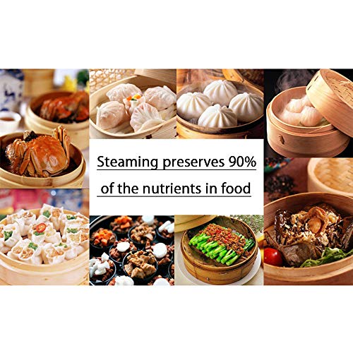 Hcooker 2 Tier Kitchen Bamboo Steamer with Double Stainless Steel Banding for Asian Cooking Buns Dumplings Vegetables Fish Rice 2 Hcooker 2 Tier Kitchen Bamboo Steamer with Double Stainless Steel Banding for Asian Cooking Buns Dumplings Vegetables Fish Rice - Image 2