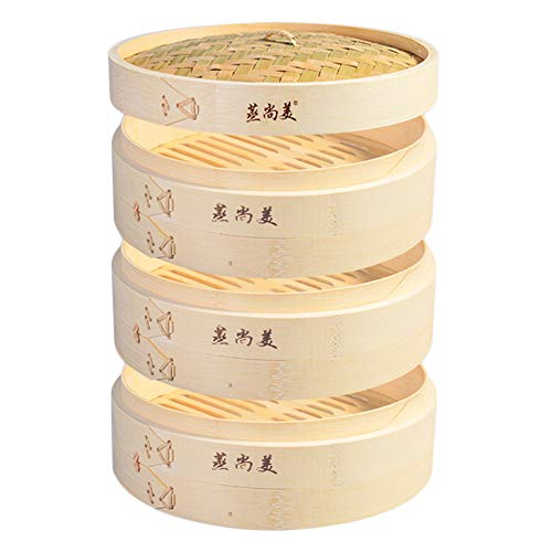 Hcooker 3 Tier Kitchen Bamboo Steamer Basket for Asian Cooking Buns Dumplings Vegetables Fish Rice 2 Hcooker 3 Tier Kitchen Bamboo Steamer Basket for Asian Cooking Buns Dumplings Vegetables Fish Rice - Image 2