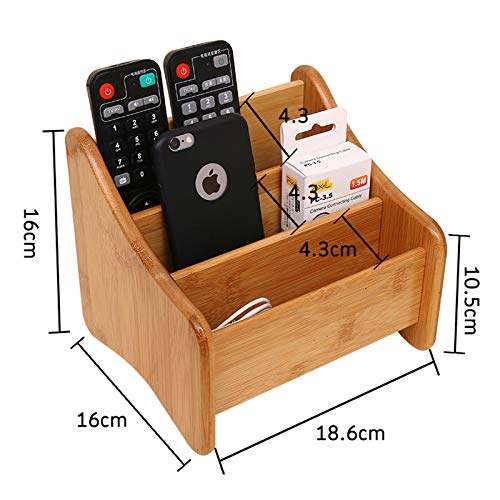 Holzsammlung Remote Control Holder Bamboo Coffee Table Desktop Storage Box 3 Compartments Perfect for Makeup, TV Remote, iPad, CD, Book and Other Small Items #1 4 Holzsammlung Remote Control Holder Bamboo Coffee Table Desktop Storage Box 3 Compartments Perfect for Makeup, TV Remote, iPad, CD, Book and Other Small Items #1 - Image 4