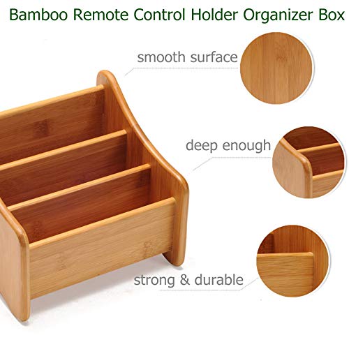 Holzsammlung Remote Control Holder Bamboo Coffee Table Desktop Storage Box 3 Compartments Perfect for Makeup, TV Remote, iPad, CD, Book and Other Small Items #1 5 Holzsammlung Remote Control Holder Bamboo Coffee Table Desktop Storage Box 3 Compartments Perfect for Makeup, TV Remote, iPad, CD, Book and Other Small Items #1 - Image 5