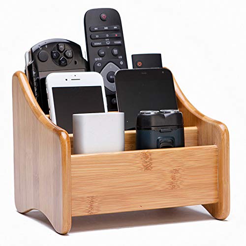 Holzsammlung Remote Control Holder Bamboo Coffee Table Desktop Storage Box 3 Compartments Perfect for Makeup, TV Remote, iPad, CD, Book and Other Small Items #1 1 Holzsammlung Remote Control Holder Bamboo Coffee Table Desktop Storage Box 3 Compartments Perfect for Makeup, TV Remote, iPad, CD, Book and Other Small Items #1