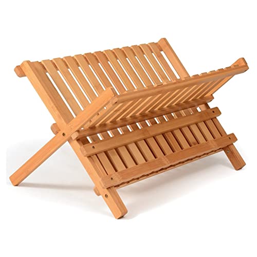 Homiu Bamboo Dish Drying Rack | Folding Collapsible 2-Tier Drainer Wooden Dish Drying Rack | Kitchen Counter Top Plate Drying Rack With Cup Holder | Two-Tier Foldable Drying Rack 2 Homiu Bamboo Dish Drying Rack | Folding Collapsible 2-Tier Drainer Wooden Dish Drying Rack | Kitchen Counter Top Plate Drying Rack With Cup Holder | Two-Tier Foldable Drying Rack - Image 2
