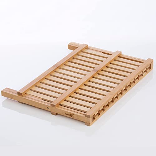 Homiu Bamboo Dish Drying Rack | Folding Collapsible 2-Tier Drainer Wooden Dish Drying Rack | Kitchen Counter Top Plate Drying Rack With Cup Holder | Two-Tier Foldable Drying Rack 4 Homiu Bamboo Dish Drying Rack | Folding Collapsible 2-Tier Drainer Wooden Dish Drying Rack | Kitchen Counter Top Plate Drying Rack With Cup Holder | Two-Tier Foldable Drying Rack - Image 4