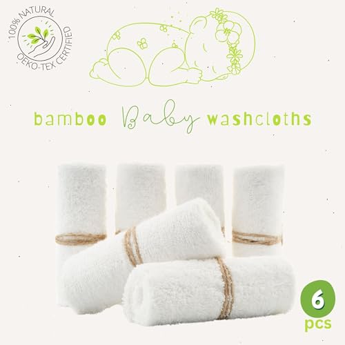 Homy Textiles Bamboo Baby Wash Cloth Flannel Face Cloth Pack of 6 25x25cm Extremely Soft Baby Flannels Face Towels for Sensitive Skin - Decorative 100% Cotton Storage Bag - Reusable Wipes 2 Homy Textiles Bamboo Baby Wash Cloth Flannel Face Cloth Pack of 6 25x25cm Extremely Soft Baby Flannels Face Towels for Sensitive Skin - Decorative 100% Cotton Storage Bag - Reusable Wipes - Image 2