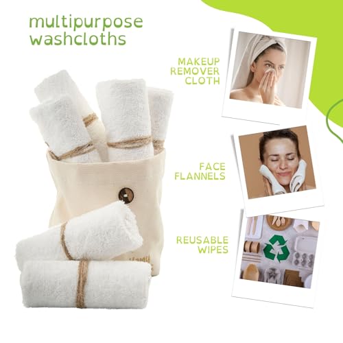 Homy Textiles Bamboo Baby Wash Cloth Flannel Face Cloth Pack of 6 25x25cm Extremely Soft Baby Flannels Face Towels for Sensitive Skin - Decorative 100% Cotton Storage Bag - Reusable Wipes 3 Homy Textiles Bamboo Baby Wash Cloth Flannel Face Cloth Pack of 6 25x25cm Extremely Soft Baby Flannels Face Towels for Sensitive Skin - Decorative 100% Cotton Storage Bag - Reusable Wipes - Image 3