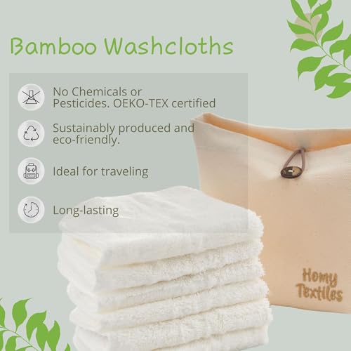 Homy Textiles Bamboo Baby Wash Cloth Flannel Face Cloth Pack of 6 25x25cm Extremely Soft Baby Flannels Face Towels for Sensitive Skin - Decorative 100% Cotton Storage Bag - Reusable Wipes 5 Homy Textiles Bamboo Baby Wash Cloth Flannel Face Cloth Pack of 6 25x25cm Extremely Soft Baby Flannels Face Towels for Sensitive Skin - Decorative 100% Cotton Storage Bag - Reusable Wipes - Image 5
