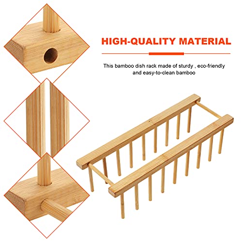 HonGien 2Pcs Bamboo Plate Racks, Stand Pot Lid Holder, Dish Racks, Kitchen Cabinet Organizer for Bowl, Tableware, Cups, Cutting Board, CD, Book (8 Slot) 5 HonGien 2Pcs Bamboo Plate Racks, Stand Pot Lid Holder, Dish Racks, Kitchen Cabinet Organizer for Bowl, Tableware, Cups, Cutting Board, CD, Book (8 Slot) - Image 5