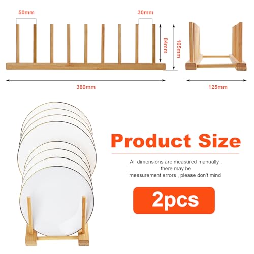 HonGien 2Pcs Bamboo Plate Racks, Stand Pot Lid Holder, Dish Racks, Kitchen Cabinet Organizer for Bowl, Tableware, Cups, Cutting Board, CD, Book (8 Slot) 6 HonGien 2Pcs Bamboo Plate Racks, Stand Pot Lid Holder, Dish Racks, Kitchen Cabinet Organizer for Bowl, Tableware, Cups, Cutting Board, CD, Book (8 Slot) - Image 6
