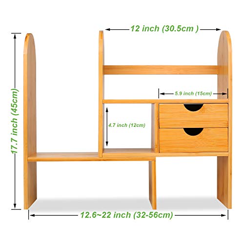 Hossejoy Desktop Organiser Office Storage Rack, Adjustable Bamboo ...