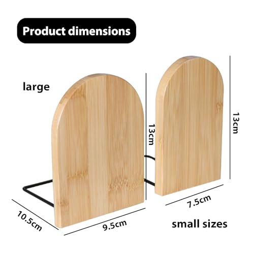 IUSOT 2 Pack Book Ends, Natural Bamboo Anti-Slip Book Stoppers, Bookends for Shelves, Office, Home, Library, School, Study Decoration (Small and Large) 2 IUSOT 2 Pack Book Ends, Natural Bamboo Anti-Slip Book Stoppers, Bookends for Shelves, Office, Home, Library, School, Study Decoration (Small and Large) - Image 2
