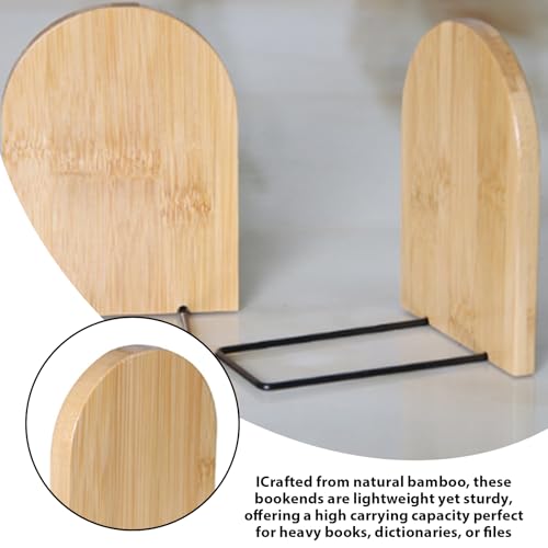 IUSOT 2 Pack Book Ends, Natural Bamboo Anti-Slip Book Stoppers, Bookends for Shelves, Office, Home, Library, School, Study Decoration (Small and Large) 3 IUSOT 2 Pack Book Ends, Natural Bamboo Anti-Slip Book Stoppers, Bookends for Shelves, Office, Home, Library, School, Study Decoration (Small and Large) - Image 3