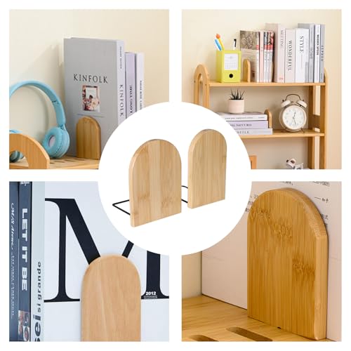 IUSOT 2 Pack Book Ends, Natural Bamboo Anti-Slip Book Stoppers, Bookends for Shelves, Office, Home, Library, School, Study Decoration (Small and Large) 7 IUSOT 2 Pack Book Ends, Natural Bamboo Anti-Slip Book Stoppers, Bookends for Shelves, Office, Home, Library, School, Study Decoration (Small and Large) - Image 7