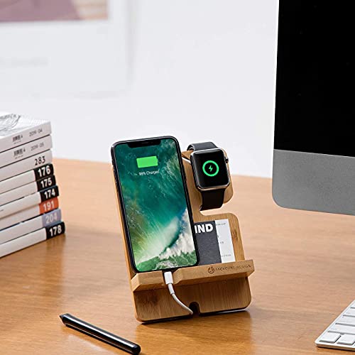J JACKCUBE DESIGN Smartphone and Watch Stand Charging Dock Bamboo Station Wood Key Wallet Men accessories Holder: MK243A (brown) 2 J JACKCUBE DESIGN Smartphone and Watch Stand Charging Dock Bamboo Station Wood Key Wallet Men accessories Holder: MK243A (brown) - Image 2