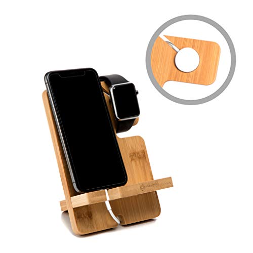 J JACKCUBE DESIGN Smartphone and Watch Stand Charging Dock Bamboo Station Wood Key Wallet Men accessories Holder: MK243A (brown) 4 J JACKCUBE DESIGN Smartphone and Watch Stand Charging Dock Bamboo Station Wood Key Wallet Men accessories Holder: MK243A (brown) - Image 4