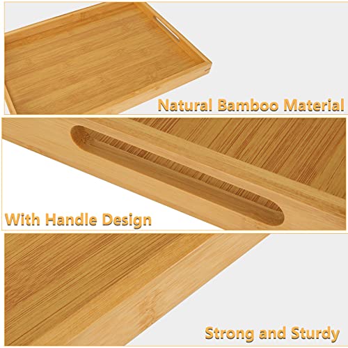 JMIATRY Wooden Trays Set of 3, 14"x10"x1.2" Rectangular Bamboo Tray with Handles, Breakfast Food Tray for Eating, Serving Trays for Dinner Tea Dessert 3 JMIATRY Wooden Trays Set of 3, 14"x10"x1.2" Rectangular Bamboo Tray with Handles, Breakfast Food Tray for Eating, Serving Trays for Dinner Tea Dessert - Image 3