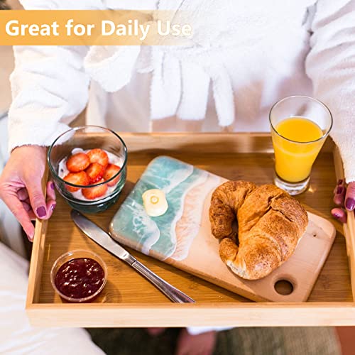 JMIATRY Wooden Trays Set of 3, 14"x10"x1.2" Rectangular Bamboo Tray with Handles, Breakfast Food Tray for Eating, Serving Trays for Dinner Tea Dessert 4 JMIATRY Wooden Trays Set of 3, 14"x10"x1.2" Rectangular Bamboo Tray with Handles, Breakfast Food Tray for Eating, Serving Trays for Dinner Tea Dessert - Image 4