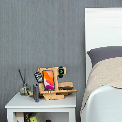 JackCubeDesign Wood Smart Watch Charger Bamboo dock Stand Multi Device Charging Station Organiser Holder for Smartphone Wallet Glasses Key(Large) – MK242A 3 JackCubeDesign Wood Smart Watch Charger Bamboo dock Stand Multi Device Charging Station Organiser Holder for Smartphone Wallet Glasses Key(Large) – MK242A - Image 3