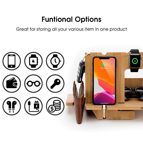JackCubeDesign Wood Smart Watch Charger Bamboo dock Stand Multi Device Charging Station Organiser Holder for Smartphone Wallet Glasses Key(Large) – MK242A 4 JackCubeDesign Wood Smart Watch Charger Bamboo dock Stand Multi Device Charging Station Organiser Holder for Smartphone Wallet Glasses Key(Large) – MK242A - Image 4