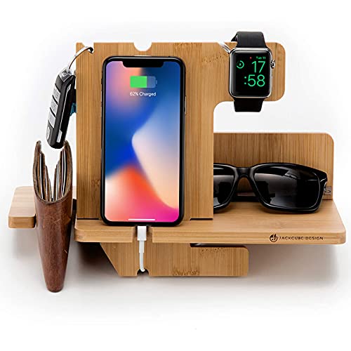 JackCubeDesign Wood Smart Watch Charger Bamboo dock Stand Multi Device Charging Station Organiser Holder for Smartphone Wallet Glasses Key(Large) – MK242A 1 JackCubeDesign Wood Smart Watch Charger Bamboo dock Stand Multi Device Charging Station Organiser Holder for Smartphone Wallet Glasses Key(Large) – MK242A