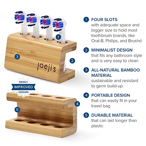Joeji's Kitchen Curved Electric Toothbrush Head Holder - Freestanding Bamboo Storage Holder for Four Refill Heads - Improved Size Now fits Oral B and Most Replacement Head Sizes - Eco Friendly 3 Joeji's Kitchen Curved Electric Toothbrush Head Holder - Freestanding Bamboo Storage Holder for Four Refill Heads - Improved Size Now fits Oral B and Most Replacement Head Sizes - Eco Friendly - Image 3