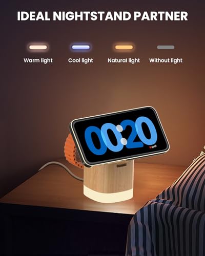JoyGeek 3-in-1 Charger Stand for Magsafe, Foldable Wireless Charging Station with Night Lights, Magnetic Charger Dock for iPhone 16/15/14/13/12 Pro/Max, AirPods 4-2, Apple Watch 2-10/Ultra,Bamboo Wood 4 JoyGeek 3-in-1 Charger Stand for Magsafe, Foldable Wireless Charging Station with Night Lights, Magnetic Charger Dock for iPhone 16/15/14/13/12 Pro/Max, AirPods 4-2, Apple Watch 2-10/Ultra,Bamboo Wood - Image 4