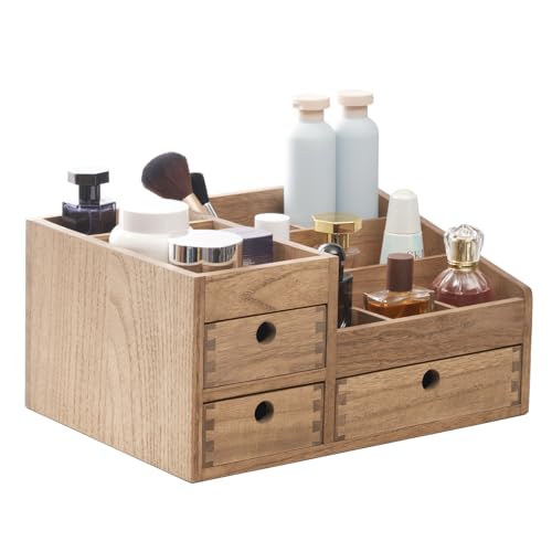 KIRIGEN Makeup Organizer Storage Drawers Wood Cosmetic Organisers for Lipsticks, Jewelry, Nail Care Skincare Storage Box for Dresser & Desktop Large Capacity (HZG-DBR) 1 KIRIGEN Makeup Organizer Storage Drawers Wood Cosmetic Organisers for Lipsticks, Jewelry, Nail Care Skincare Storage Box for Dresser & Desktop Large Capacity (HZG-DBR)