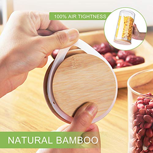 LIBWYS Glass Storage Jars with Bamboo Lids Set of 6, Airtight Glass Canisters with 2 Size 800ml, 1200ml, Large Kitchen Food Storage Jars for Kitchen Cabinet/Dishwasher Safe (6L) 4 LIBWYS Glass Storage Jars with Bamboo Lids Set of 6, Airtight Glass Canisters with 2 Size 800ml, 1200ml, Large Kitchen Food Storage Jars for Kitchen Cabinet/Dishwasher Safe (6L) - Image 4
