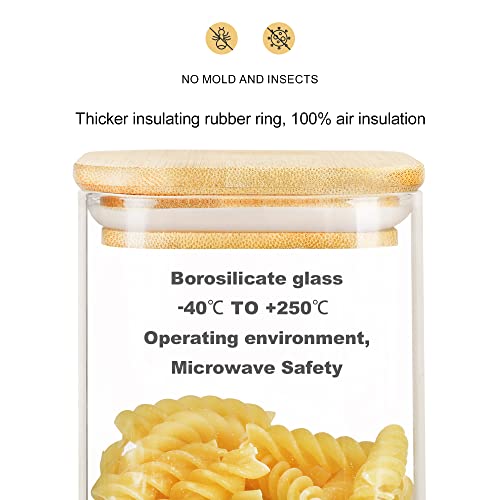 LIBWYS Square Glass Storage Jars with Bamboo Lids Set of 12, Airtight Glass Canisters with 2 Size 600ml, 1000ml, Large Kitchen Food Storage Jars for Kitchen Cabinet/Dishwasher Safe (8.8L) 5 LIBWYS Square Glass Storage Jars with Bamboo Lids Set of 12, Airtight Glass Canisters with 2 Size 600ml, 1000ml, Large Kitchen Food Storage Jars for Kitchen Cabinet/Dishwasher Safe (8.8L) - Image 5
