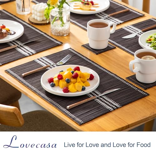 LOVECASA, Bamboo Placemat with Saucer, Washable Placemats, Non-Slip, Heat Resistant Table Mat 2 LOVECASA, Bamboo Placemat with Saucer, Washable Placemats, Non-Slip, Heat Resistant Table Mat - Image 2