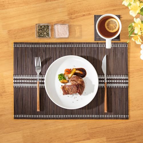 LOVECASA, Bamboo Placemat with Saucer, Washable Placemats, Non-Slip, Heat Resistant Table Mat 5 LOVECASA, Bamboo Placemat with Saucer, Washable Placemats, Non-Slip, Heat Resistant Table Mat - Image 5