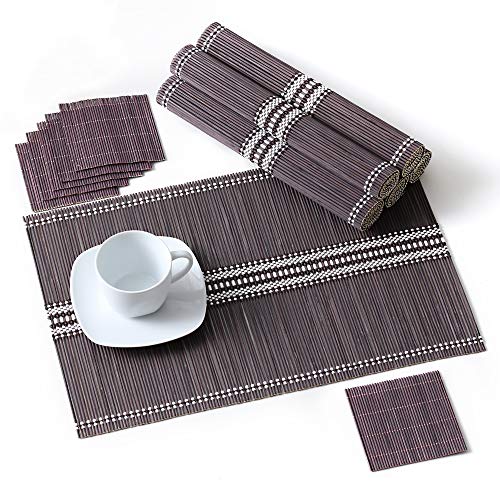 LOVECASA, Bamboo Placemat with Saucer, Washable Placemats, Non-Slip, Heat Resistant Table Mat 1 LOVECASA, Bamboo Placemat with Saucer, Washable Placemats, Non-Slip, Heat Resistant Table Mat
