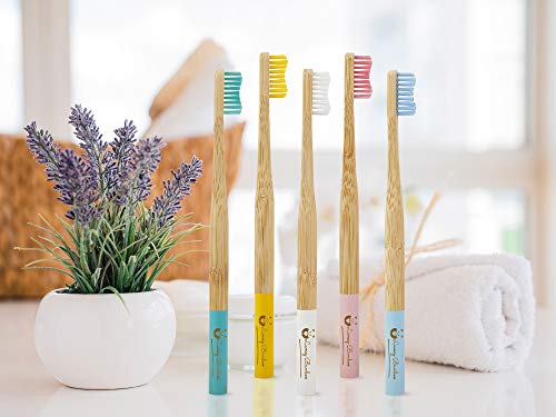 Lamcy Bamboo Toothbrushes for Adults with Medium Bristles | Pack of 5 Natural Bamboo Toothbrush | Eco-Friendly Natural Wooden Toothbrush | Organic Biodegradable Handle | BPA Free Tooth Brushes 2 Lamcy Bamboo Toothbrushes for Adults with Medium Bristles | Pack of 5 Natural Bamboo Toothbrush | Eco-Friendly Natural Wooden Toothbrush | Organic Biodegradable Handle | BPA Free Tooth Brushes - Image 2