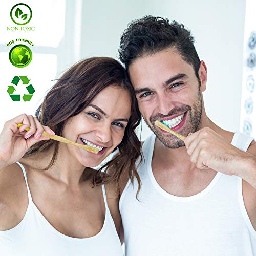 Lamcy Bamboo Toothbrushes for Adults with Medium Bristles | Pack of 5 Natural Bamboo Toothbrush | Eco-Friendly Natural Wooden Toothbrush | Organic Biodegradable Handle | BPA Free Tooth Brushes 3 Lamcy Bamboo Toothbrushes for Adults with Medium Bristles | Pack of 5 Natural Bamboo Toothbrush | Eco-Friendly Natural Wooden Toothbrush | Organic Biodegradable Handle | BPA Free Tooth Brushes - Image 3