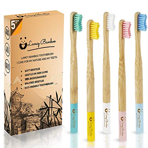 Lamcy Bamboo Toothbrushes for Adults with Medium Bristles | Pack of 5 Natural Bamboo Toothbrush | Eco-Friendly Natural Wooden Toothbrush | Organic Biodegradable Handle | BPA Free Tooth Brushes 1 Lamcy Bamboo Toothbrushes for Adults with Medium Bristles | Pack of 5 Natural Bamboo Toothbrush | Eco-Friendly Natural Wooden Toothbrush | Organic Biodegradable Handle | BPA Free Tooth Brushes