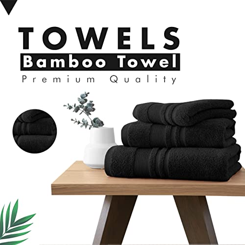 Lions Bamboo Towels - Premium Bath Sheets Set of 2 (90x140cm) - 60% Bamboo 40% Cotton, Extra Large Towels Bath Sheet, Highly Absorbent Quick Drying Soft Bathroom Towel, Black 2 Lions Bamboo Towels - Premium Bath Sheets Set of 2 (90x140cm) - 60% Bamboo 40% Cotton, Extra Large Towels Bath Sheet, Highly Absorbent Quick Drying Soft Bathroom Towel, Black - Image 2