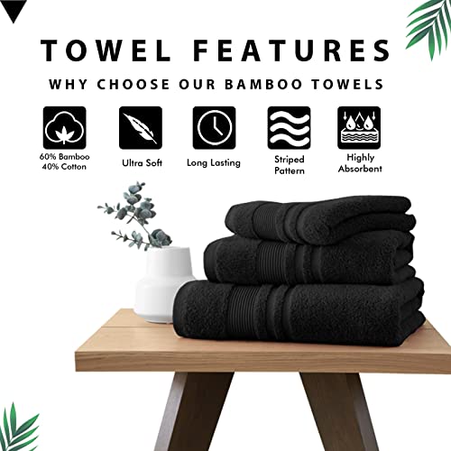 Lions Bamboo Towels - Premium Bath Sheets Set of 2 (90x140cm) - 60% Bamboo 40% Cotton, Extra Large Towels Bath Sheet, Highly Absorbent Quick Drying Soft Bathroom Towel, Black 4 Lions Bamboo Towels - Premium Bath Sheets Set of 2 (90x140cm) - 60% Bamboo 40% Cotton, Extra Large Towels Bath Sheet, Highly Absorbent Quick Drying Soft Bathroom Towel, Black - Image 4