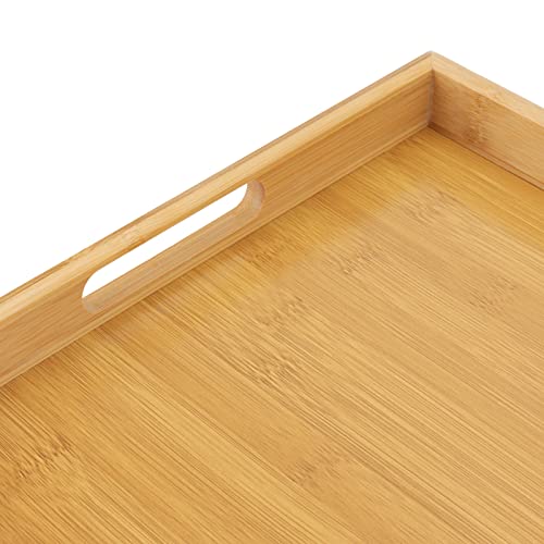 MANCHAP 2 Pack Bamboo Wooden Serving Platter Tray, 38 x 25 x 4cm Rectangular Large Wooden Butler Trays with Handles for Eating, Breakfast, Tea, Coffee 4 MANCHAP 2 Pack Bamboo Wooden Serving Platter Tray, 38 x 25 x 4cm Rectangular Large Wooden Butler Trays with Handles for Eating, Breakfast, Tea, Coffee - Image 4