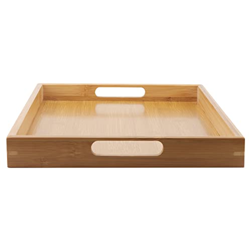 MANCHAP 2 Pack Bamboo Wooden Serving Platter Tray, 38 x 25 x 4cm Rectangular Large Wooden Butler Trays with Handles for Eating, Breakfast, Tea, Coffee 5 MANCHAP 2 Pack Bamboo Wooden Serving Platter Tray, 38 x 25 x 4cm Rectangular Large Wooden Butler Trays with Handles for Eating, Breakfast, Tea, Coffee - Image 5