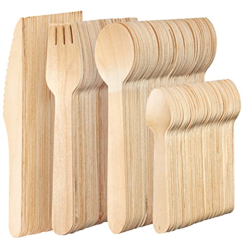 MATANA 200 Premium Wooden Cutlery Set (50 Forks, 50 Spoons, 50 Knives, 50 Teaspoons) – 16 cm Birch Wood, Smooth & Splinter-Free, Plastic-Free Party Cutlery for BBQs, Picnics & Catering 1 MATANA 200 Premium Wooden Cutlery Set (50 Forks, 50 Spoons, 50 Knives, 50 Teaspoons) – 16 cm Birch Wood, Smooth & Splinter-Free, Plastic-Free Party Cutlery for BBQs, Picnics & Catering
