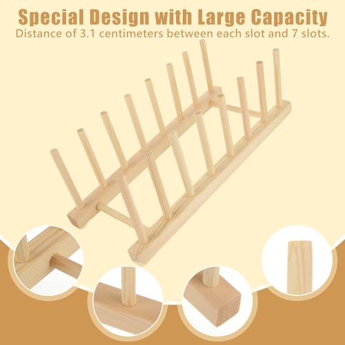 MUXHEL 4PCS Wooden Dish Rack, 7 Slots Bamboo Wooden Plate Rack for Cupboard, Plate Drainer Rack wooden plate organiser for Kitchen Cupboard, Bowl, Cup, Cutting Board 3 MUXHEL 4PCS Wooden Dish Rack, 7 Slots Bamboo Wooden Plate Rack for Cupboard, Plate Drainer Rack wooden plate organiser for Kitchen Cupboard, Bowl, Cup, Cutting Board - Image 3