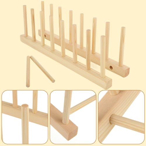 MUXHEL 4PCS Wooden Dish Rack, 7 Slots Bamboo Wooden Plate Rack for Cupboard, Plate Drainer Rack wooden plate organiser for Kitchen Cupboard, Bowl, Cup, Cutting Board 5 MUXHEL 4PCS Wooden Dish Rack, 7 Slots Bamboo Wooden Plate Rack for Cupboard, Plate Drainer Rack wooden plate organiser for Kitchen Cupboard, Bowl, Cup, Cutting Board - Image 5