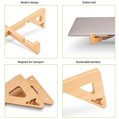 MY FAT GORILLA - Wooden Laptop Stand, Bamboo Laptop Holder, Portable Laptop Stand Universal Lightweight Ergonomic, Notebook Stand Compatible with 10-17'', MacBook Laptop Desk Stands 3 MY FAT GORILLA - Wooden Laptop Stand, Bamboo Laptop Holder, Portable Laptop Stand Universal Lightweight Ergonomic, Notebook Stand Compatible with 10-17'', MacBook Laptop Desk Stands - Image 3