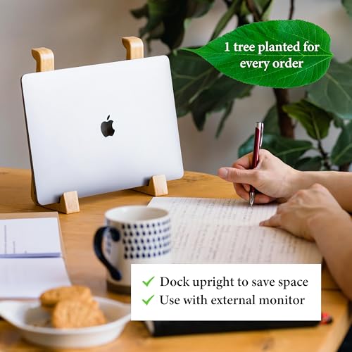 Multipurpose Wooden Laptop Stand for Desk, Tablet Holder, iPad Holder, Supports 10-17" Laptops, Vertical Laptop Stand, MacBook Holder, MacBook Stand, Laptop Riser (Bamboo) 3 Multipurpose Wooden Laptop Stand for Desk, Tablet Holder, iPad Holder, Supports 10-17" Laptops, Vertical Laptop Stand, MacBook Holder, MacBook Stand, Laptop Riser (Bamboo) - Image 3