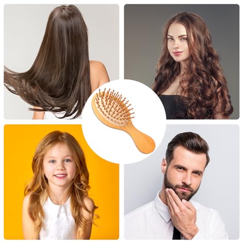 Mini Bamboo Brush for Hair Growth, Natural Wooden Scalp Brush Small Hair Scalp Massager Detangling Hairbrush for Women with Handle Design and Anti-Static Round Wood Pins 5 Mini Bamboo Brush for Hair Growth, Natural Wooden Scalp Brush Small Hair Scalp Massager Detangling Hairbrush for Women with Handle Design and Anti-Static Round Wood Pins - Image 5