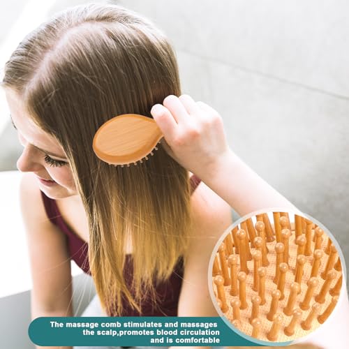Mini Bamboo Brush for Hair Growth, Natural Wooden Scalp Brush Small Hair Scalp Massager Detangling Hairbrush for Women with Handle Design and Anti-Static Round Wood Pins 6 Mini Bamboo Brush for Hair Growth, Natural Wooden Scalp Brush Small Hair Scalp Massager Detangling Hairbrush for Women with Handle Design and Anti-Static Round Wood Pins - Image 6