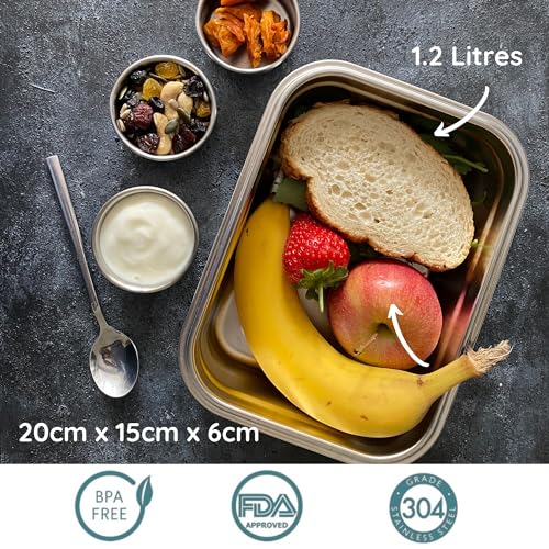 Moonmoon Stainless Steel Lunch Box with Bamboo Lid | Eco Friendly Metal Lunch Box | Sandwich tin for Adults | 1200ml 3 Moonmoon Stainless Steel Lunch Box with Bamboo Lid | Eco Friendly Metal Lunch Box | Sandwich tin for Adults | 1200ml - Image 3