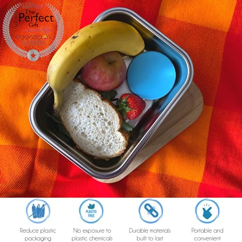 Moonmoon Stainless Steel Lunch Box with Bamboo Lid | Eco Friendly Metal Lunch Box | Sandwich tin for Adults | 1200ml 5 Moonmoon Stainless Steel Lunch Box with Bamboo Lid | Eco Friendly Metal Lunch Box | Sandwich tin for Adults | 1200ml - Image 5
