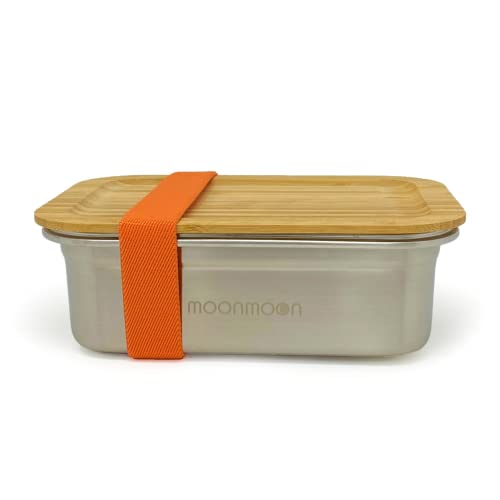 Moonmoon Stainless Steel Lunch Box with Bamboo Lid | Eco Friendly Metal Lunch Box | Sandwich tin for Adults | 1200ml 1 Moonmoon Stainless Steel Lunch Box with Bamboo Lid | Eco Friendly Metal Lunch Box | Sandwich tin for Adults | 1200ml